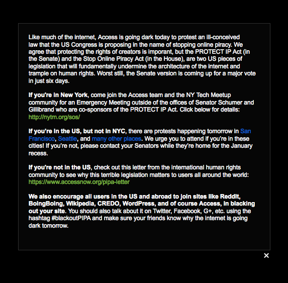 Access SOPA Blackout page