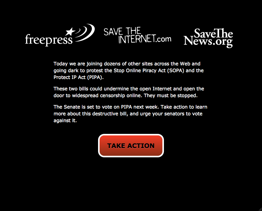 Free Press SOPA Blackout site