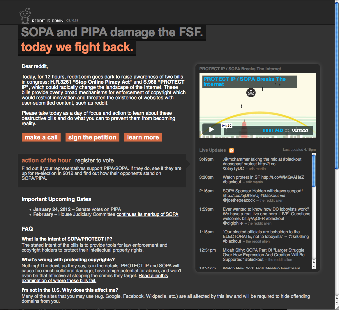 Reddit SOPA Blackout page